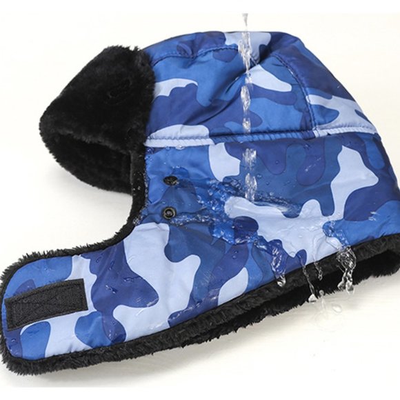 Kids Camo Blue Trapper Hats Winter Hats -40 Degree Resistance Waterproof - Picture 6 of 6